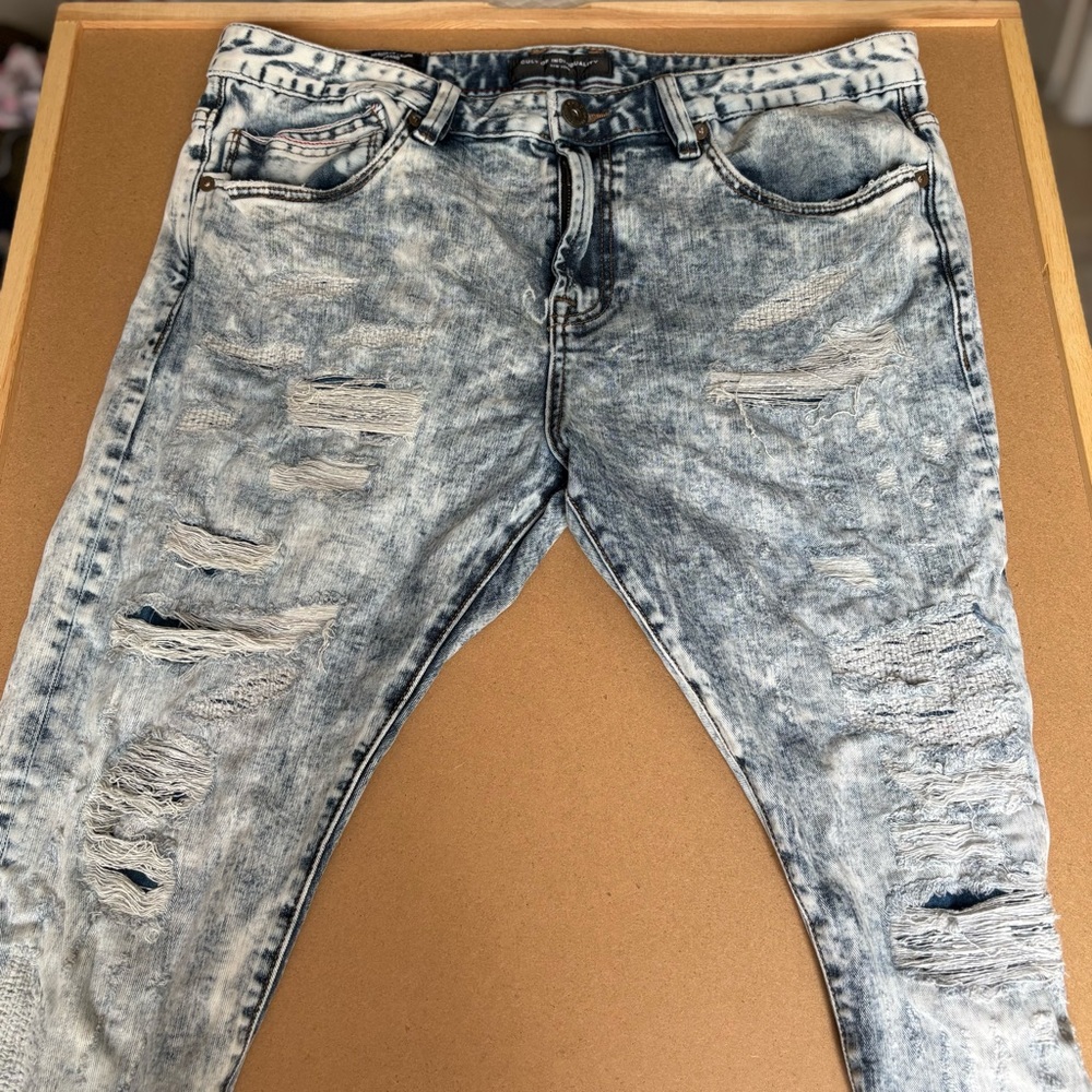 Cult of Individuality Light Blue Distressed Skinny Jeans